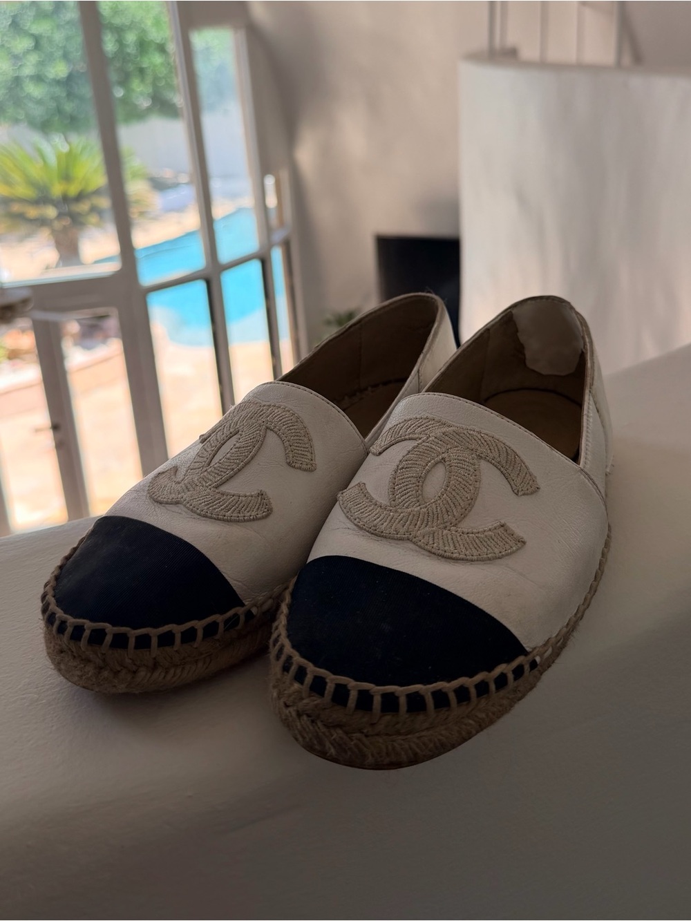 CHANEL White Leather Espadrille 🤍